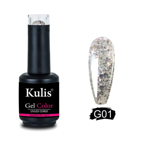 Kulis Glitter Collection UV Gel Polish | Soak-off UV/LED Glitter Gel Nail Polish 15ml Packaging