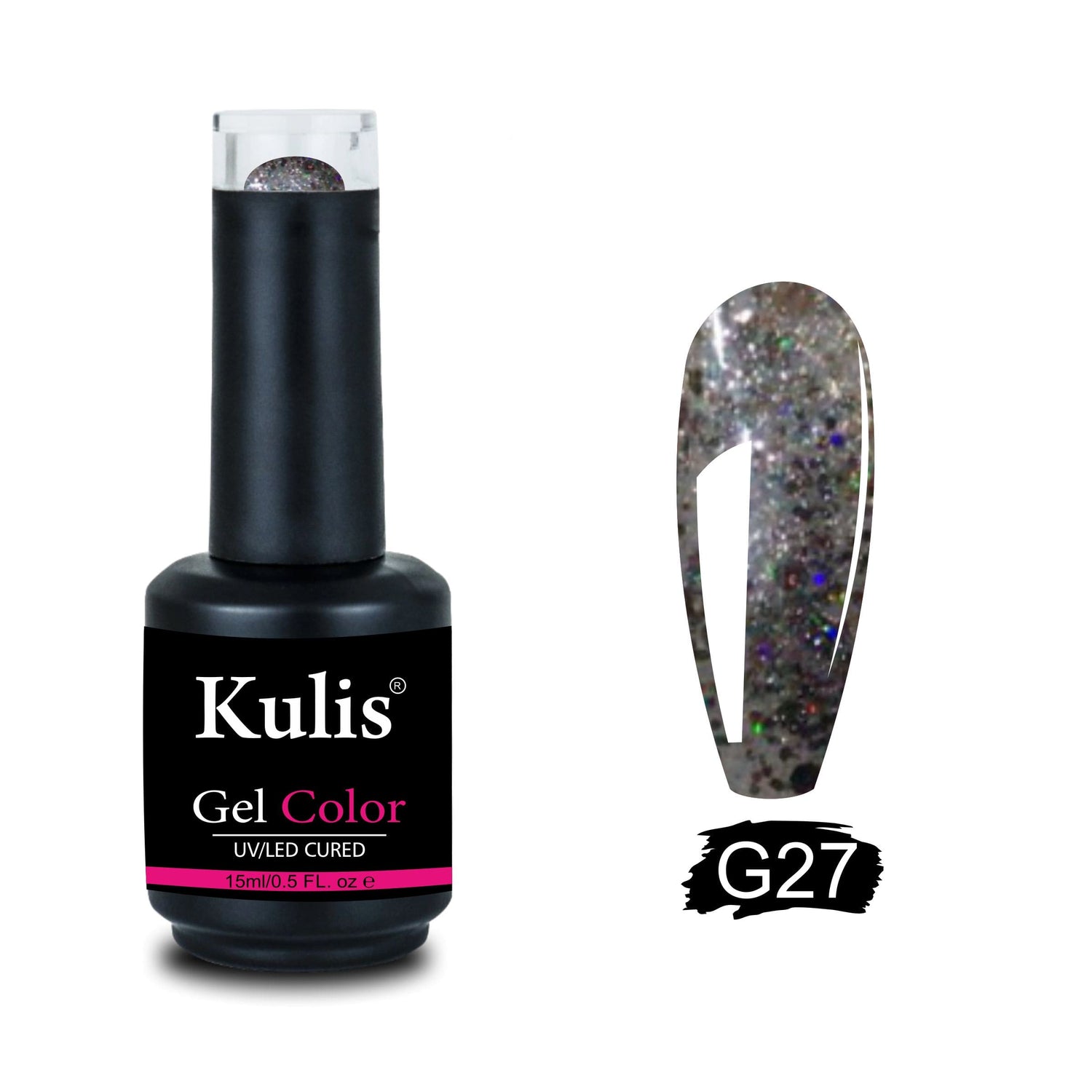 Kulis Glitter Disco UV Gel Polish | Soak-off UV/LED Glitter Gel Nail Polish 15ml Packaging