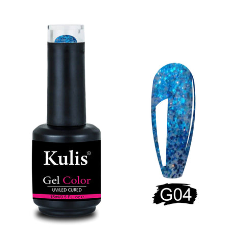 Kulis Glitter Collection UV Gel Polish | Soak-off UV/LED Glitter Gel Nail Polish 15ml Packaging