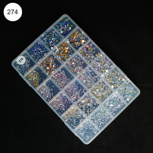 Kulis 24 in1 Nail Art Stone and Flower Accessories for Nail Art Designing