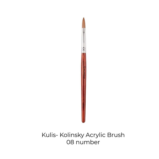 Kulis Brown wood- Kolinsky Acrylic Brush No.08