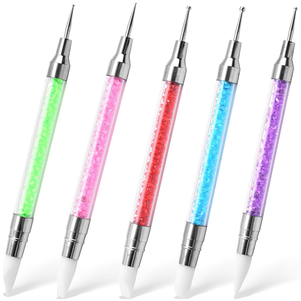 Kulis 5Pcs Dual-Ended Nail Art Dotting & Silicone Sculpting Tools Set