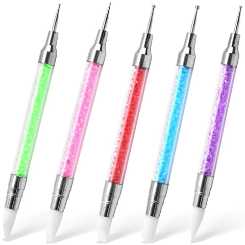 Kulis 5Pcs Dual-Ended Nail Art Dotting & Silicone Sculpting Tools Set