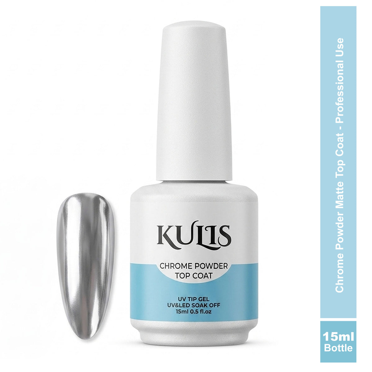 Kulis Chrome Powder Matte Top Coat - Clear - 15ml