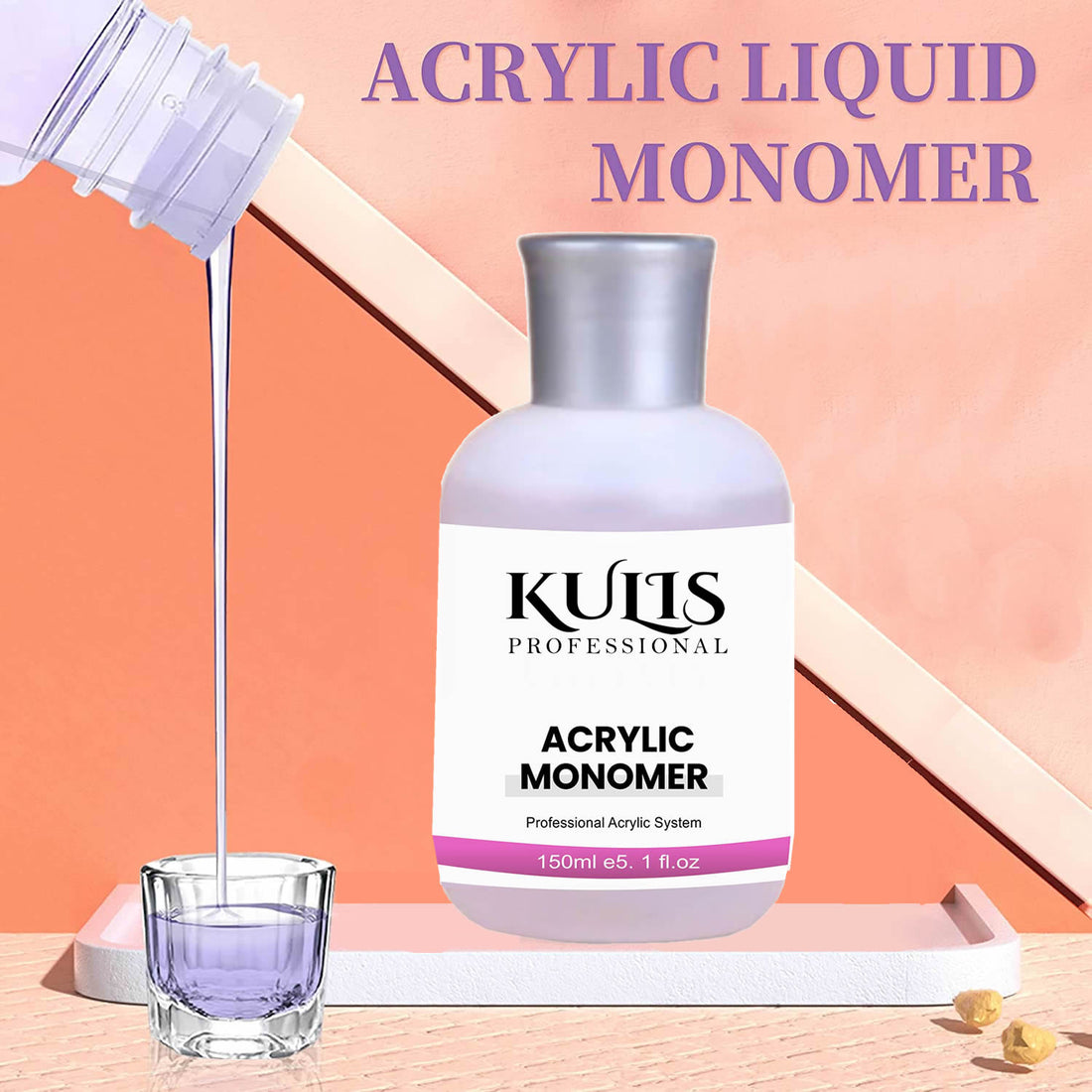 Kulis Acrylic Monomer Liquid Purple 150ml for Nail Building Acrylic Powder