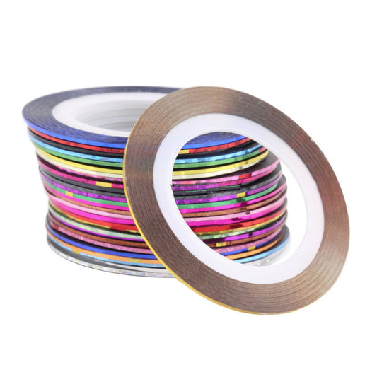 Kulis 10pcs Multicolor Nail Striping Decals Foil Line Tape for DIY 3D Tips Decorations  (Multicolor)