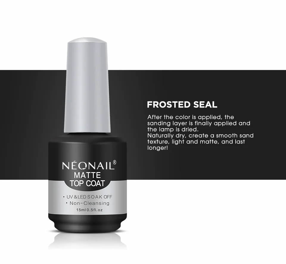 NEONAILUV Gel Nail Top Coat Matte 15ml | Soak-Off UV/LED Lamp Cured Clear Gel