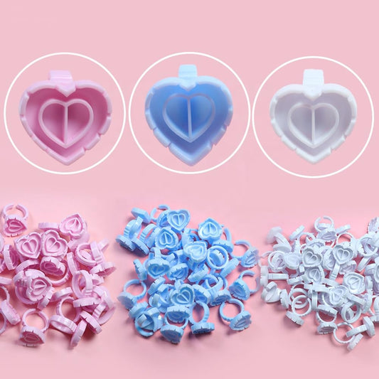 Kulis - Eyelash Glue Ring - Heart Shape - 100Pcs/Pkt