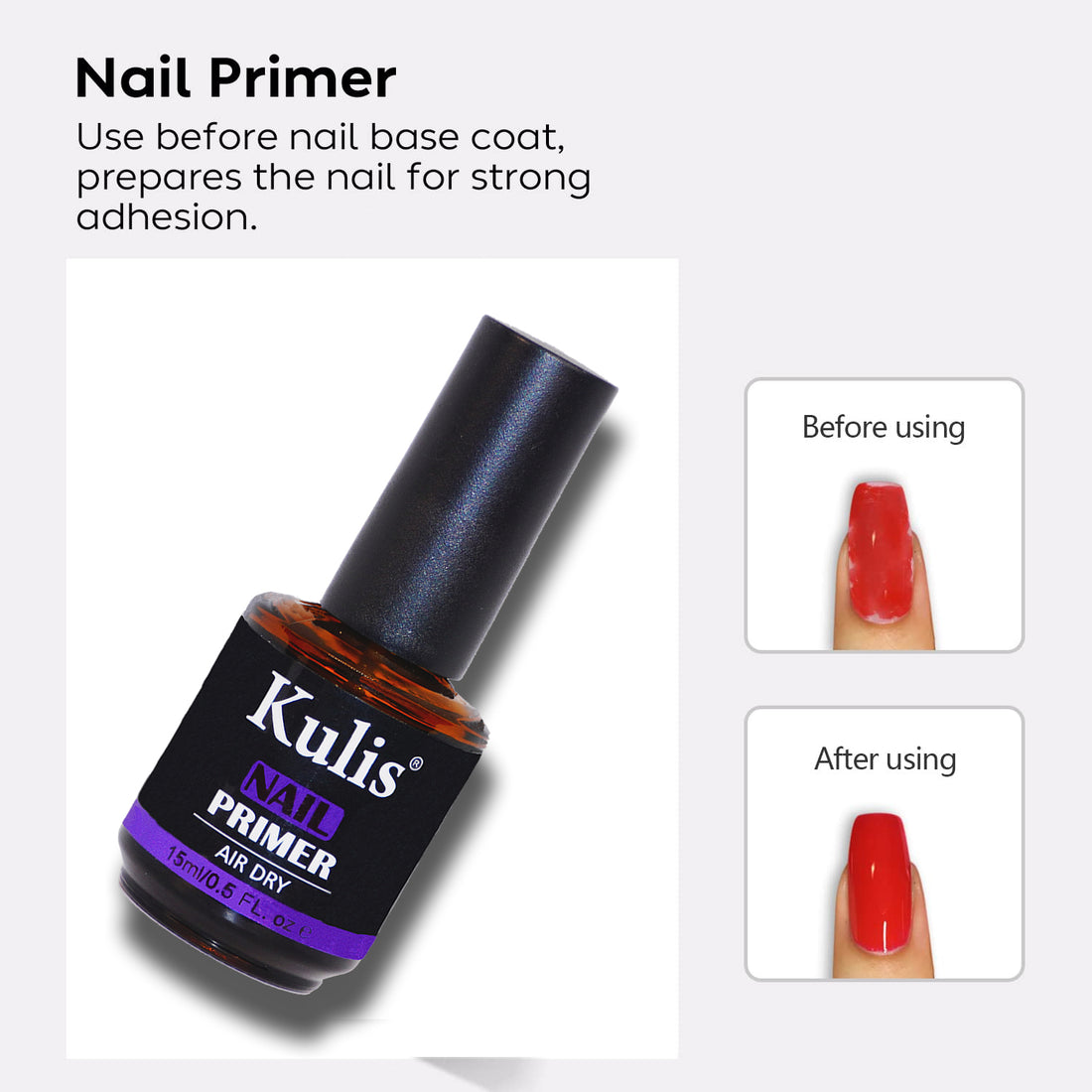 Kulis Nail Primer 15ml | Easy &amp; Quick Air Dry for Nail Art