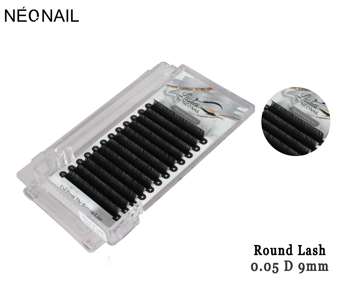 Neonail - Permanent Eyelash - Round Lash - 0.05D 9mm Tray